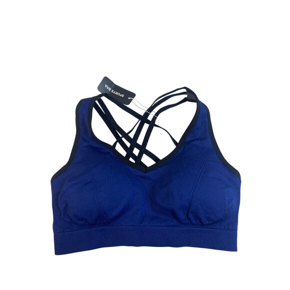 Vibe Sports Strappy Blue Sports Bra Womens Large Nylon/Spandex - Picture 3 of 7